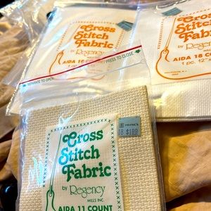 New vintage cross stitch fabric by Regency 18 count(2) and 1 11count all 12”x18”